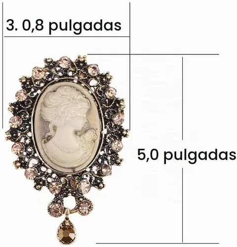 Vista 5 de LUREME Vintage Elegante Dama Victoriana Belleza Cameo con Broche de Cristal Pin (br000017)