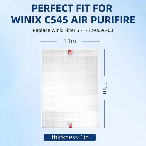 Vista 2 de Filtro de reemplazo C545 S para purificador de aire Winix C545, reemplaza 1712-0096-00 2522-0058-00, paquete de 3 filtros H13 Ture HEPA