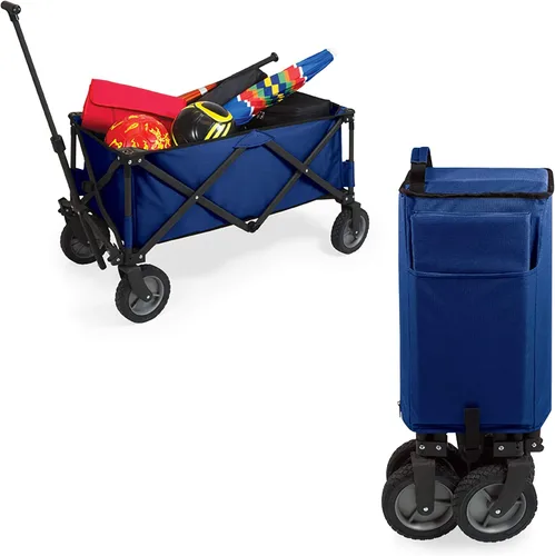 Vista 6 de PICNIC TIME Adventure - Carro plegable plegable para exteriores, carrito portátil con ruedas, carrito todo terreno con cubierta de almacenamiento