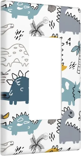 Vista 2 de Cubierta decorativa para interruptor de luz de dinosaurio, placa de pared para dormitorio, habitación de niño, decoración del hogar Lindo dinosaurio.