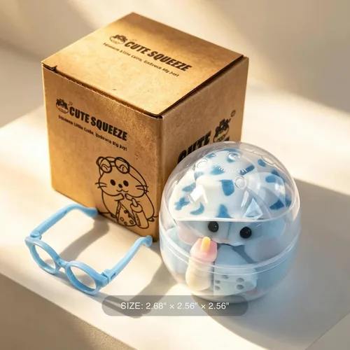 Vista 5 de Handmade Taba Squishy Hamster Toy, Cute Squishy Stress Relief Fidget Toy Azul