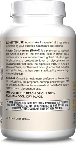 Vista 10 de Jarrow Formulas N-A-G 700 mg, N-acetil glucosamina, forma acetilada de glucosamina para soporte óseo y articular, 120 cápsulas vegetales, hasta 120