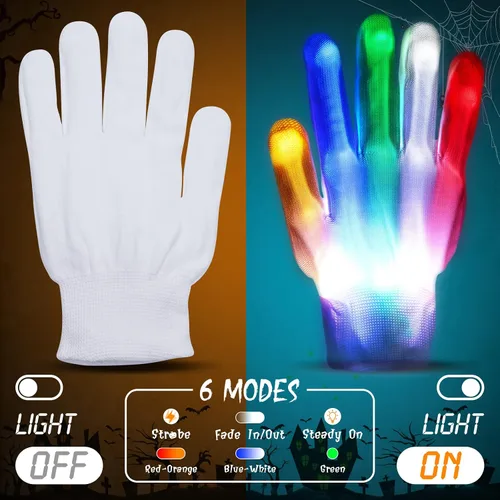 Vista 4 de Máscara de purga de Halloween máscara de luz aterradora y guantes LED para disfraces de Halloween