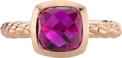 Vista 3 de Anillo de oro rosa de 14 quilates con forma de cojín de rubí creado con corte de cojín (2,50 quilates)