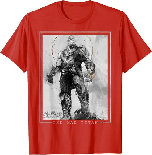 Vista 65 de Marvel Avengers Infinity War Thanos Sketch Graphic Camiseta Negro