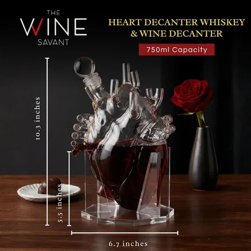 Vista 3 de Heart Decanter - Juego de decantador de whisky y vino, aireador de órganos, con texto en inglés «That Someone You Love», regalo para médicos