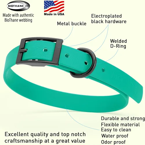 Vista 69 de Dogline Biothane - Collar impermeable para perro con hebilla de liberación rápida, resistente cincha de nailon recubierta con resistente y a prueba