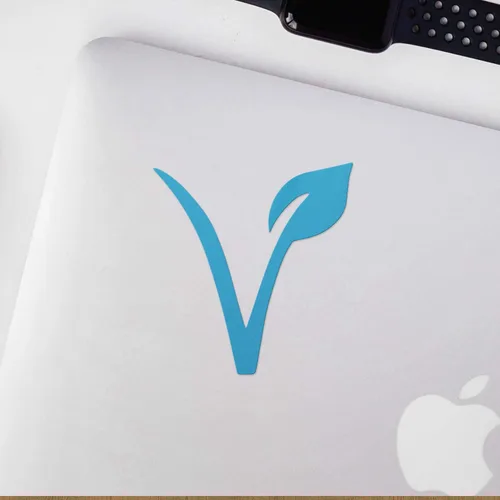 Vista 4 de ANDstic87343aBE - Adhesivos de vinilo impermeable de alta calidad con símbolo vegano y vegetariano (azul celeste) para laptop, smartphone, coche