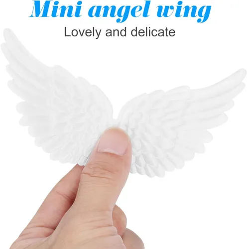 Vista 5 de Healeved 12 piezas de mini alas de ángel adornos de bricolaje alas decorativas para mochilas, accesorios de ropa, alas pequeñas creativas para Blanco