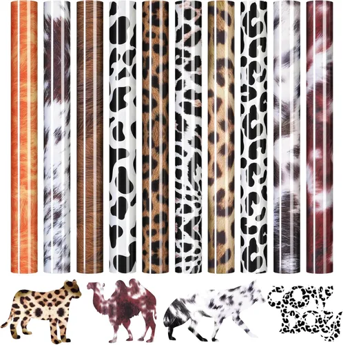 Vista 11 de HTVRONT Leopard HTV - Vinilo de transferencia de calor de 8 piezas, vinilo para planchar con estampado de leopardo para camisetas, fácil de cortar