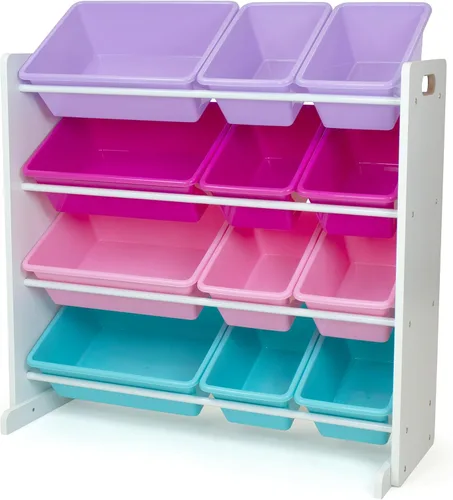Vista 22 de Humble Crew Organizador de almacenamiento de juguetes para niños con 12 cubos de plástico, camuflado, contenedores extraíbles para sala