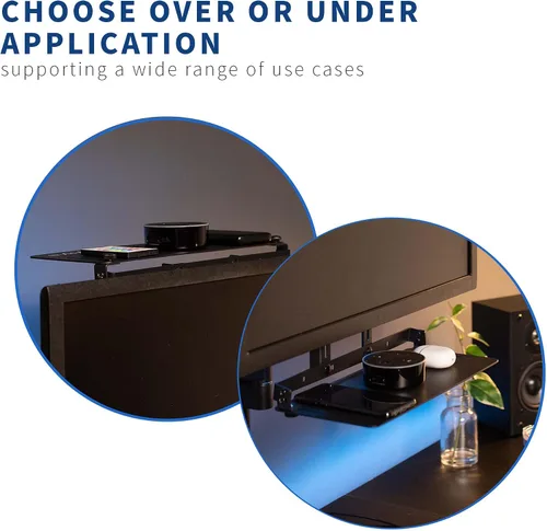 Vista 3 de VIVO 13 pulgadas Montura de estante para monitor VESA sobre y bajo, para dispositivos multimedia, altavoces, routers y más, compatible con VESA