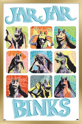 Vista 15 de Trends International Star Wars: The Phantom Menace - Jar Jar Binks Grid - Póster de pared, 22.4 pulgadas de largo x 14.7 pulgadas, versión enmarcada
