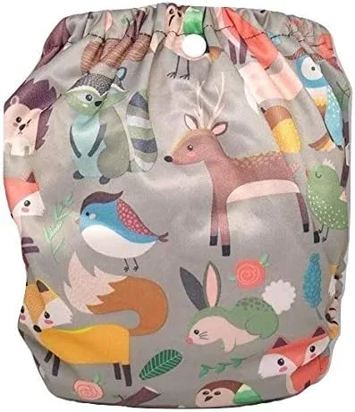 Vista 2 de Pañal de tela XL para niños grandes, 30-70 libras, reutilizable para niños de 13 a 66.1 lbs (animales del bosque)