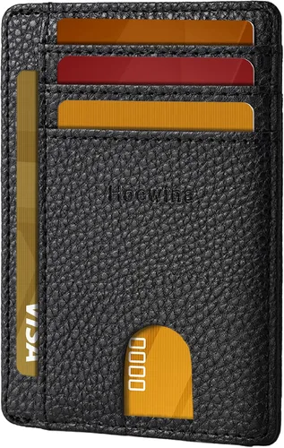 Vista 21 de Hoewina Cartera delgada para hombre, bolsillo frontal minimalista con bloqueo RFID, billetera de cuero delgada para tarjetas de viaje, regalos