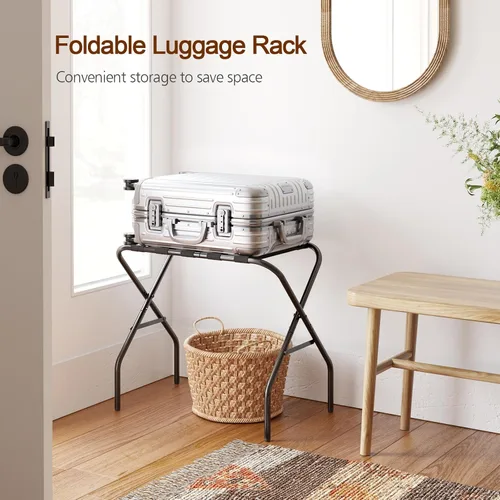 Vista 3 de AMHANCIBLE Portaequipajes, soportes plegables para maleta, juego de 2, soporte de equipaje de metal para habitación de invitados, dormitorio, hotel