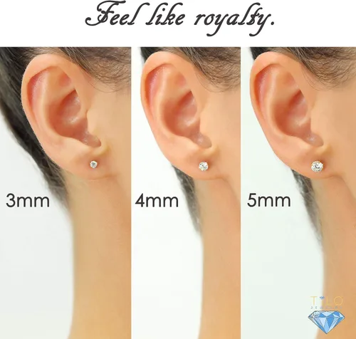 Vista 3 de Aretes de oro amarillo de 14k solitario con cubo y zirconia, con broches seguros