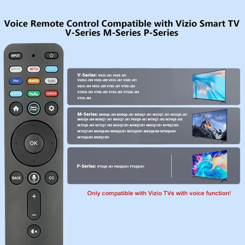 Vista 4 de XRT260 Control remoto por voz compatible con Vizio Smart TV V-Series M-Series P-Series Controlador de repuesto con Netflix PrimeVideo Xumo Hulu