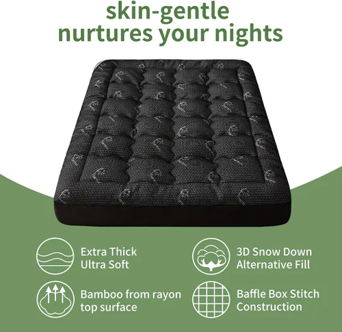 Vista 6 de Cubrecolchón prémium 100% impermeable tamaño individual, transpirable, protector de cama de rayón de bambú, funda de sábana de bolsillo profundo