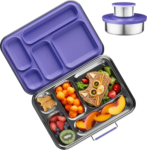 Vista 9 de AOHEA Caja Bento de Acero Inoxidable para Niños, Caja de Almuerzo Bento de Metal para Niños, Envases de Almuerzo Libres de BPA, Caja Bento de Acero