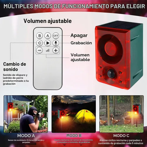 Vista 4 de Qualirey - 2 unidades de alarma solar con sensor de movimiento para Rojo