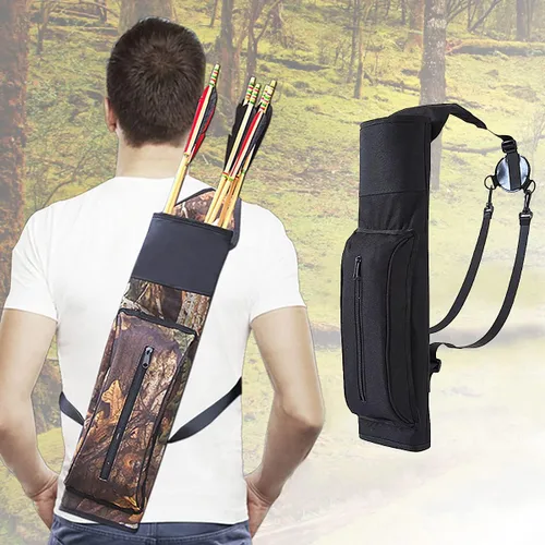 Vista 6 de Al aire libre Flecha Pot Back Archery Bolso de hombro ajustable de gran capacidad 3 puntos arnés impermeable Carcaj cadera para caza tiro