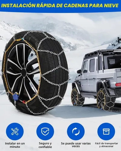 Vista 2 de Cadenas de nieve de ajuste automático, cadenas de neumáticos para automóviles, SUV, camionetas, ajuste automático de 1 minuto, ajuste rápido y fácil