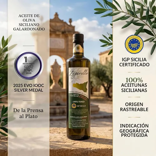 Vista 3 de Zagarello Aceite de oliva italiano 100% trazable extra virgen, 8.45 onzas líquidas sin filtrar, puro, certificado IGP