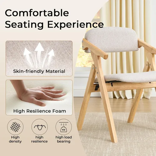 Vista 4 de Sillas plegables con asientos acolchados, silla de comedor apilable de madera, sillas de comedor plegables fáciles de almacenar para cocina, sala