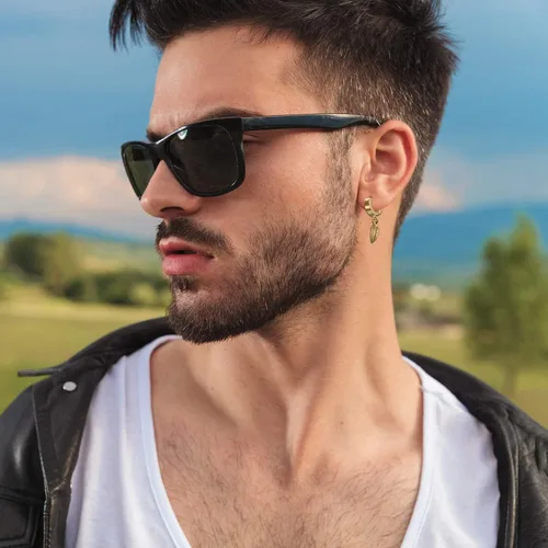 Vista 4 de Cupimatch Aretes con cruz de acero inoxidable, 3-6 pares, para hombre