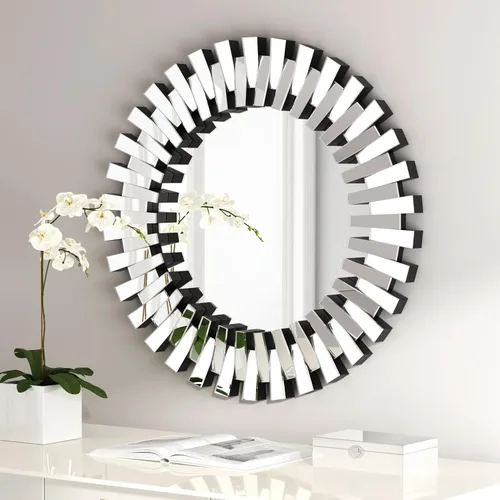 Vista 4 de KOHROS Espejos redondos decorativos de pared, espejo moderno irregular para sala de estar, dormitorio, entrada, 31.5 pulgadas