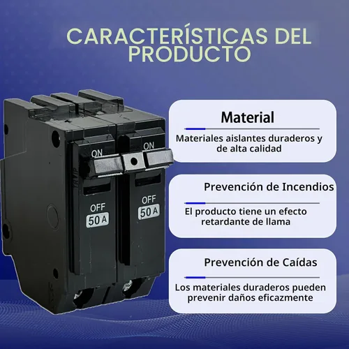 Vista 4 de Interruptor de circuito THQL2150, Compatible con General Electric, Reemplazo para interruptor THQL 2p 50A, 2 polos 50 amperios 120/240V 10kA
