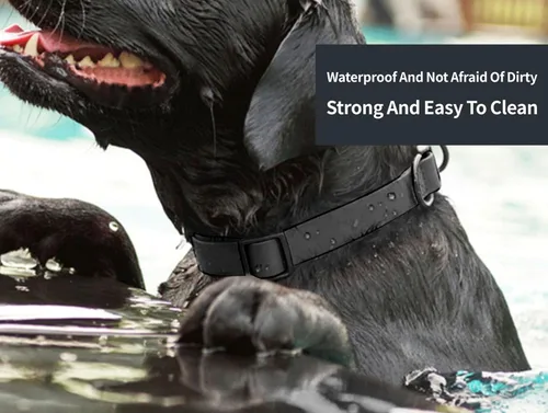 Vista 5 de Collares de perro impermeables, fácil de limpiar, collares ajustables para perros pequeños, medianos y grandes (negro, M)