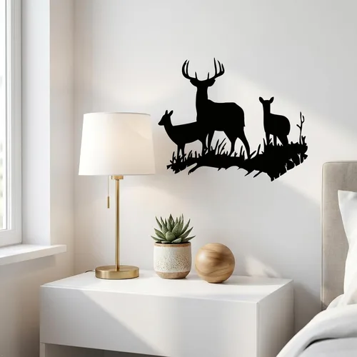 Vista 7 de Picniva Buck Deer Doe - Vinilo decorativo para pared, decoración de cabaña rústica inspiradora y citas, arte de pared extraíble para interiores