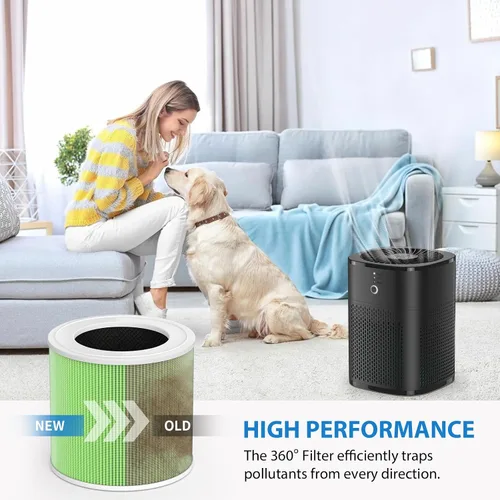 Vista 5 de Paquete de 2 filtros de repuesto HY1800 para purificadores de aire Honeyuan/MORENTO/Loytio Filtración 3 en 1 con tecnología de carbono mejorada