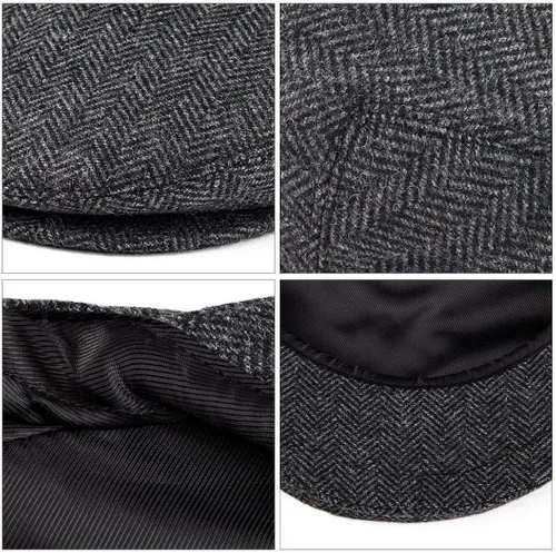 Vista 6 de VOBOOM - Gorra plana en espiga para hombre con mezcla de lana