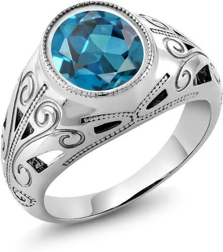 Vista 16 de Gem Stone King Anillo de piedra natal ovalada para hombre 925 plata esterlina Oval 12X10MM Disponible en tallas 7, 8, 9, 10, 11, 12, 13 Púrpura