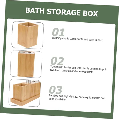 Vista 7 de DOITOOL Suite de baño de bambú de lujo 4 unids set cepillo de dientes taza taza lavado taza decorar su estilo de baño
