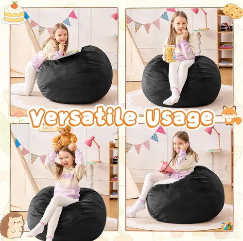 Vista 7 de Puf para niños – Silla redonda de espuma viscoelástica de 2.5 pies – Sofá puff para niños y adolescentes con funda de microfibra suave – Sofá
