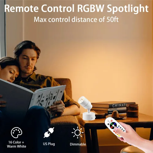 Vista 2 de Foco LED multiusos moderno para escritorio o montaje en pared, luz LED portátil con interruptor de encendido/apagado, bombilla GU10 cable blanco
