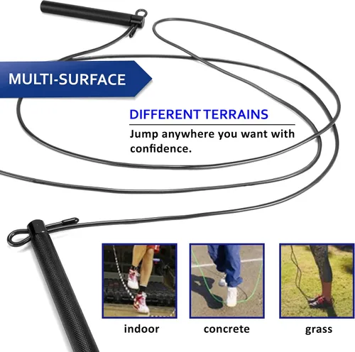 Vista 5 de HUEY Cuerda de salto de velocidad deportiva: ajustable para boxeo, doble holandés, fitness, atletismo, entrenamiento, gimnasio, ejercicio