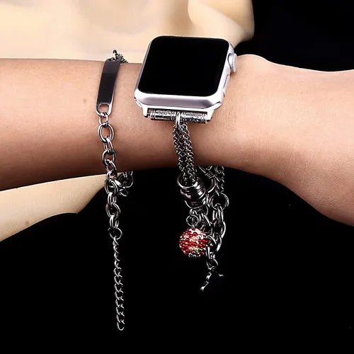 Vista 4 de Correas brillantes compatibles con Apple Watch Band de 1.496 pulgadas, 1.575 pulgadas, 1.614 pulgadas, 1.654 pulgadas, 1.732 pulgadas, 1.772