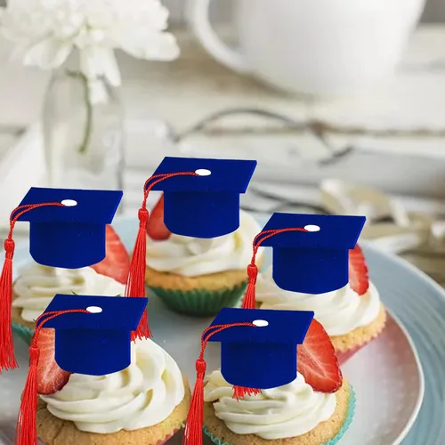 Vista 19 de 24 piezas 2026 temáticas de graduación 2026 decoraciones para cupcakes con purpurina clase de 2026 Diploma Congrats 2026 Tapa de graduación