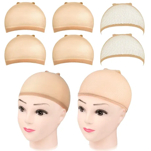 Vista 9 de MORGLES Gorra de malla para peluca, 6 piezas de red de malla para mujer, tejido antideslizante, red de pelo de extremo cerrado