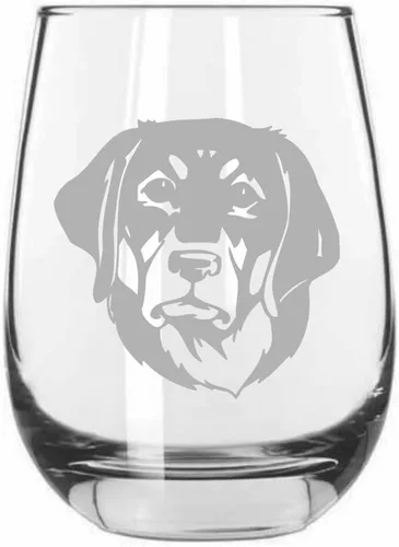 Vista 103 de Shar Pei (chino) - Vaso de vino sin tallo grabado para perro, 15.25 onzas