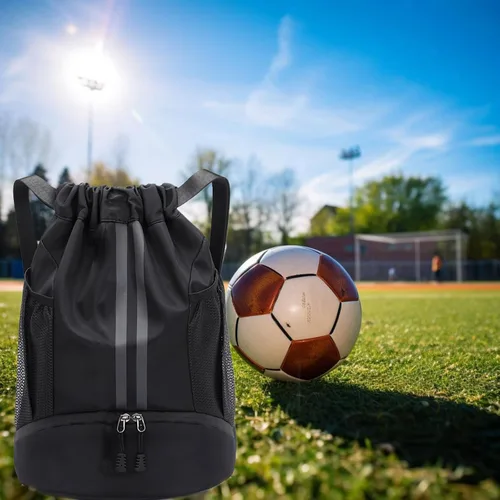 Vista 7 de Mochila deportiva con cordón, bolsa impermeable para natación, gimnasio, bolsa de baloncesto de fútbol con compartimento para zapatos para hombres