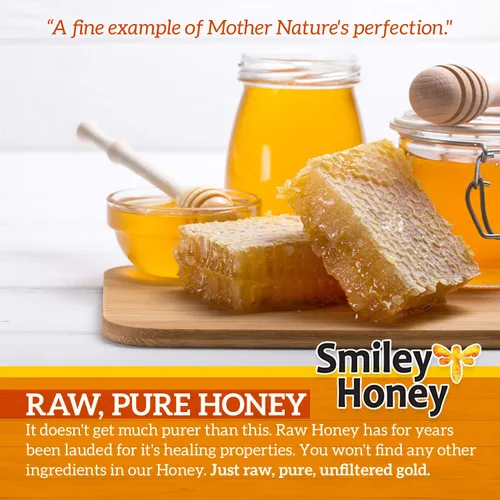 Vista 5 de Smiley Honey - 100% miel de tupelo cruda y sin filtrar (16 oz)