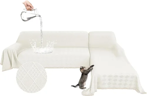 Vista 13 de Fundas impermeables para sofá modular en forma de L, 2 piezas, lavable, en forma de L, protector de muebles acolchado de jacquard para perros, Gris
