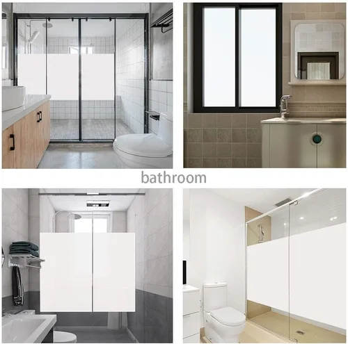 Vista 6 de Película de privacidad blanca mate para ventana, adhesivo opaco adhesivo para ventana, para el hogar, oficina, baño, reuniones y sala de estar, 17.7