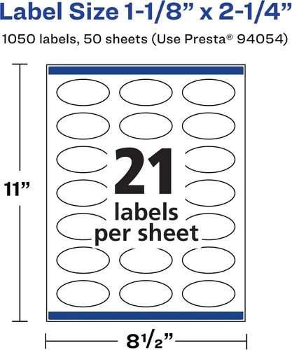 Vista 5 de Avery Printable Durable White Oval Labels, Sure Feed Technology, 1-1/8" x 2-1/4", Print-to-the-Edge, Waterproof Labels, Laser & Pigment-Based Inkjet